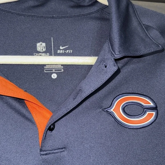 Nike Chicago Bears Navy Polo Shirt‎ Mens L - Picture 3 of 8